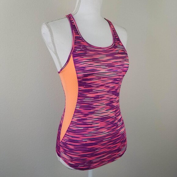 Champion Girls Racerback Tank Top L 10-12 Multicolor With Orange Side Mesh Panel - Picture 9 of 10